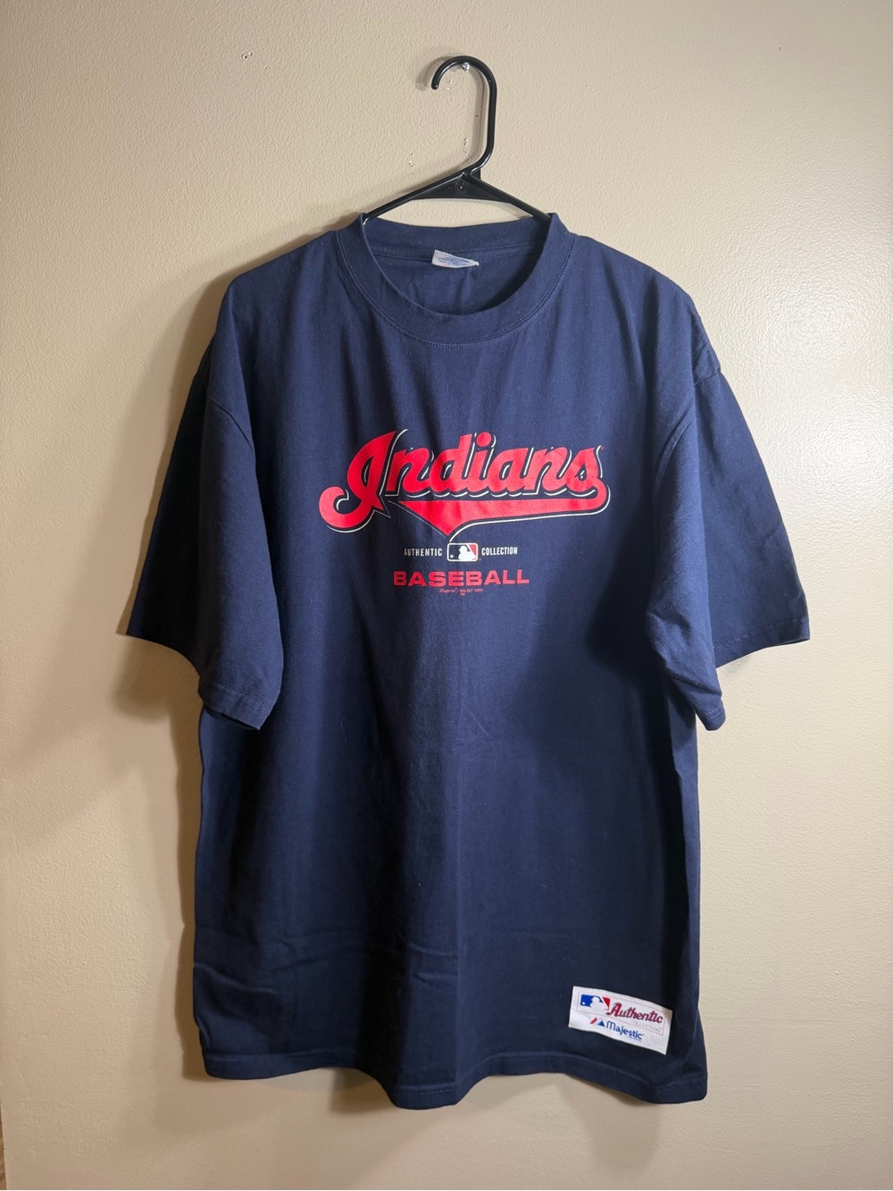 Majestic Cleveland Indians Authentic Collection Tee Men's Large Navy MLB